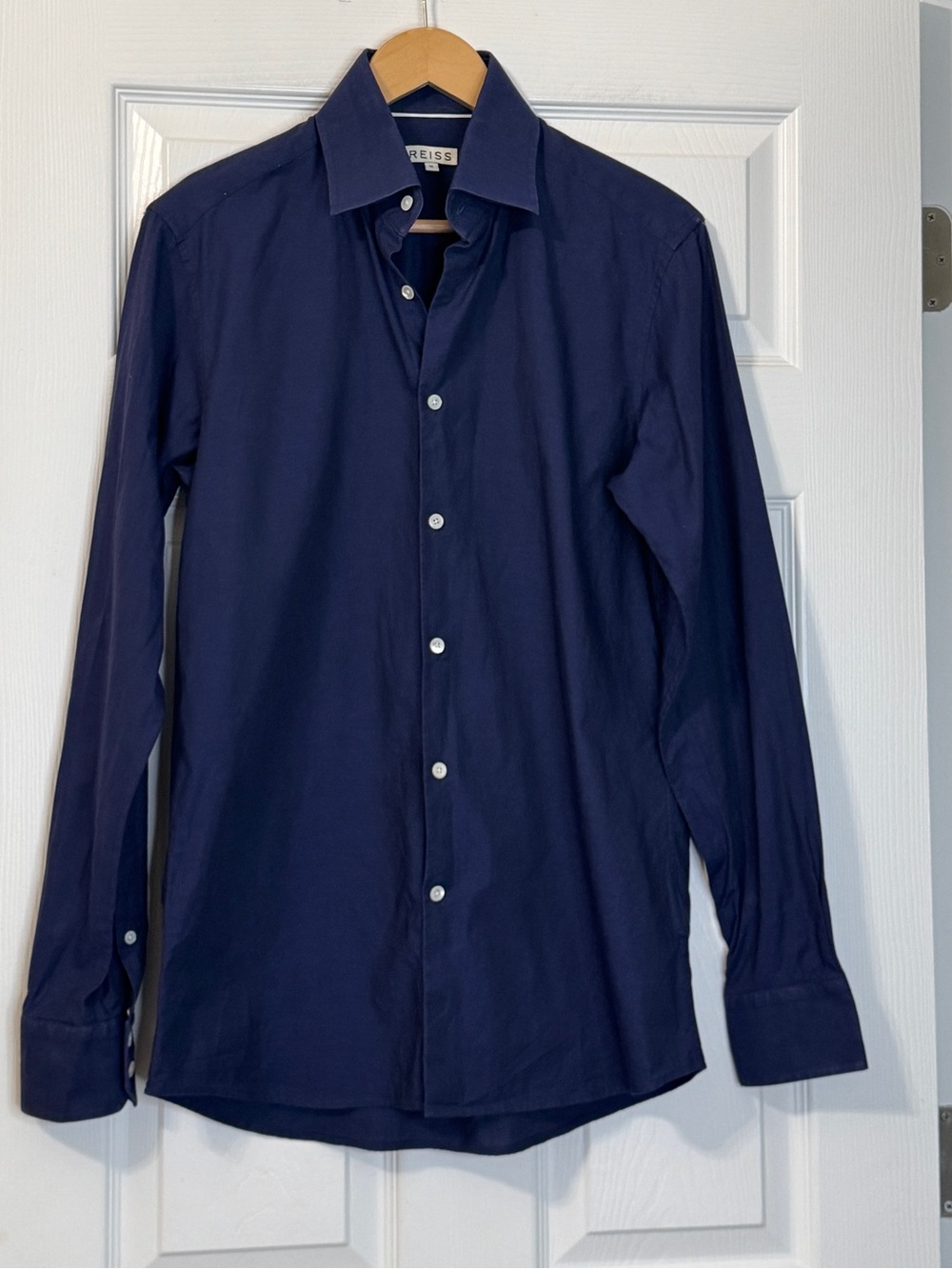 Reiss navy blue button down shirt